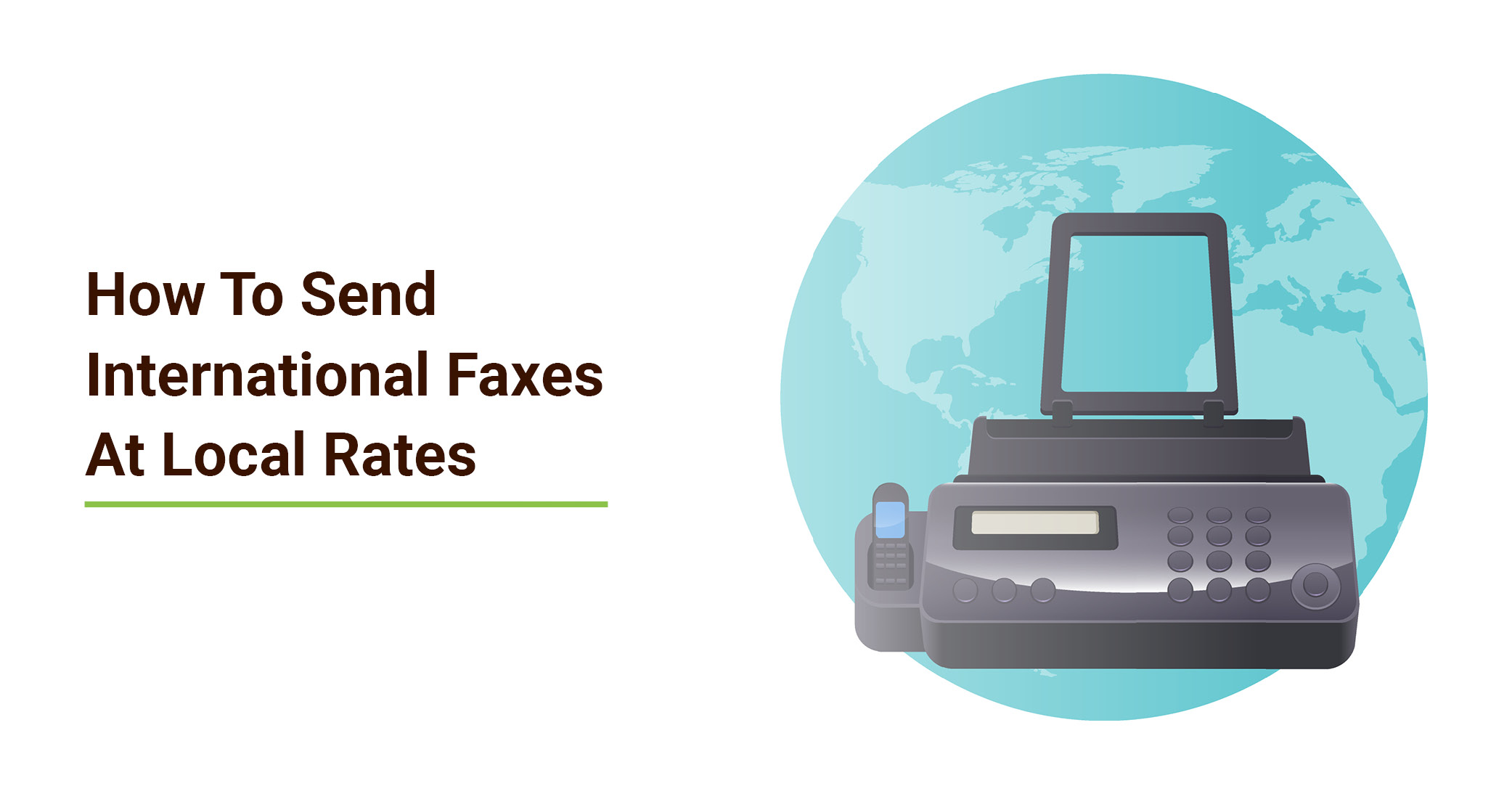 Fax machine over the globe showing the US and Europe